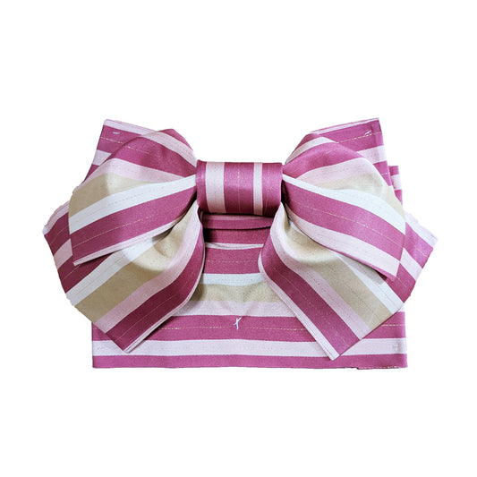 Traditional Japanese Women's Pre-Tied Obi Belt with Bow - Violet