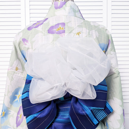 Decorative Obi Belt for Japanese Traditional Women's Yukata - White