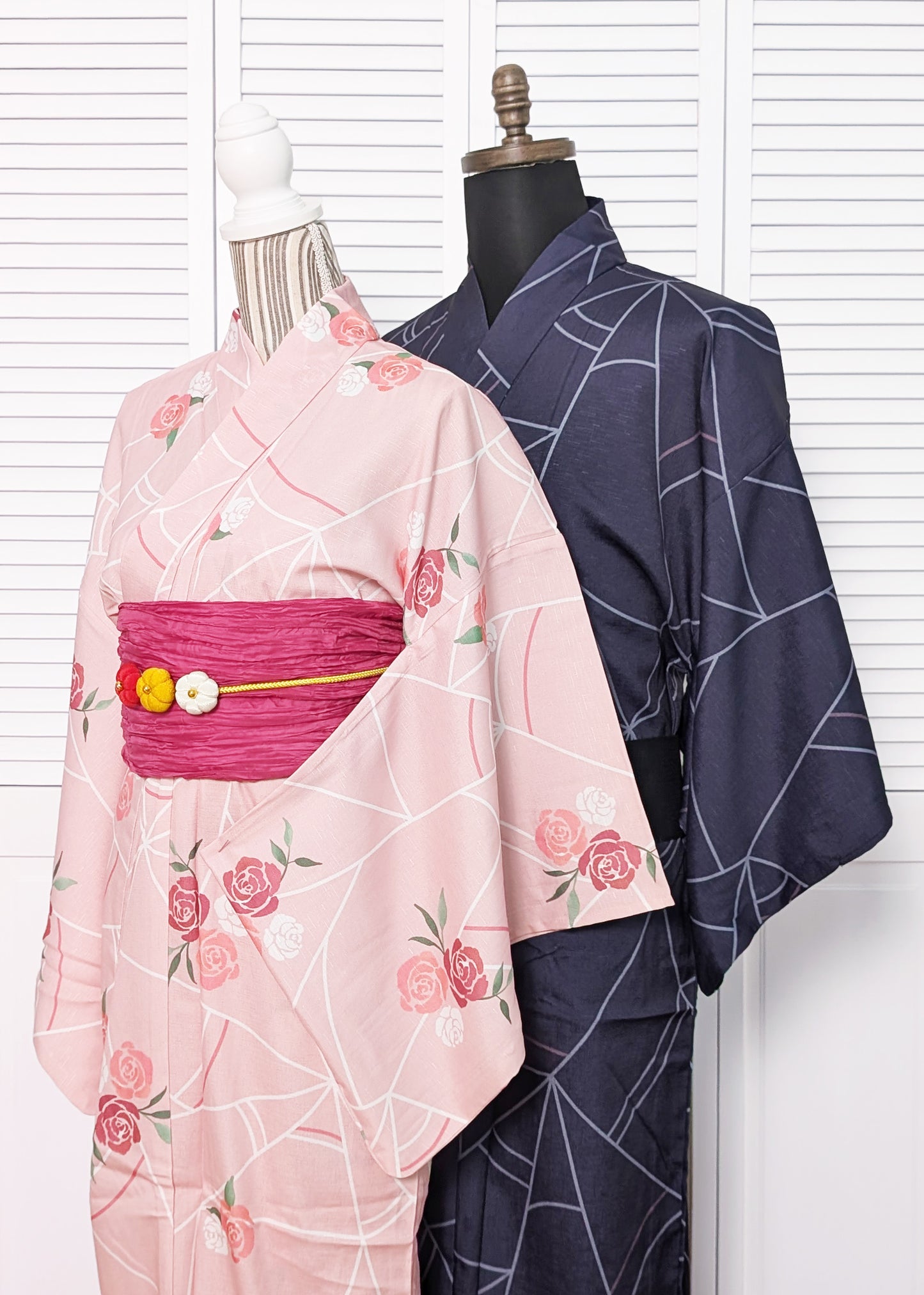 Traditional Japanese Couples' Yukata Kimono - Spider Webs