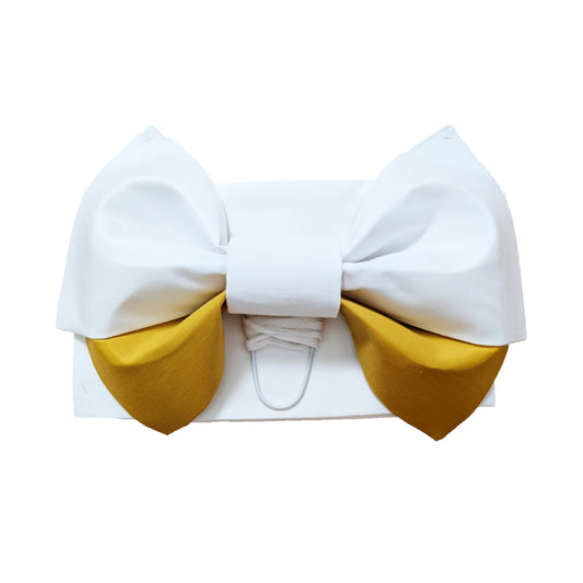 Traditional Japanese Women's Pre-Tied Obi Belt - Simple White/Gold
