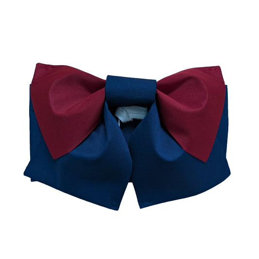 Traditional Japanese Women's Pre-Tied Obi Belt - Simple Navy/Maroon