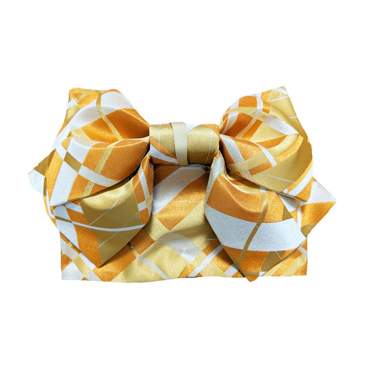 Traditional Japanese Women's Pre-Tied Obi Waist Belt - Abstract Gold