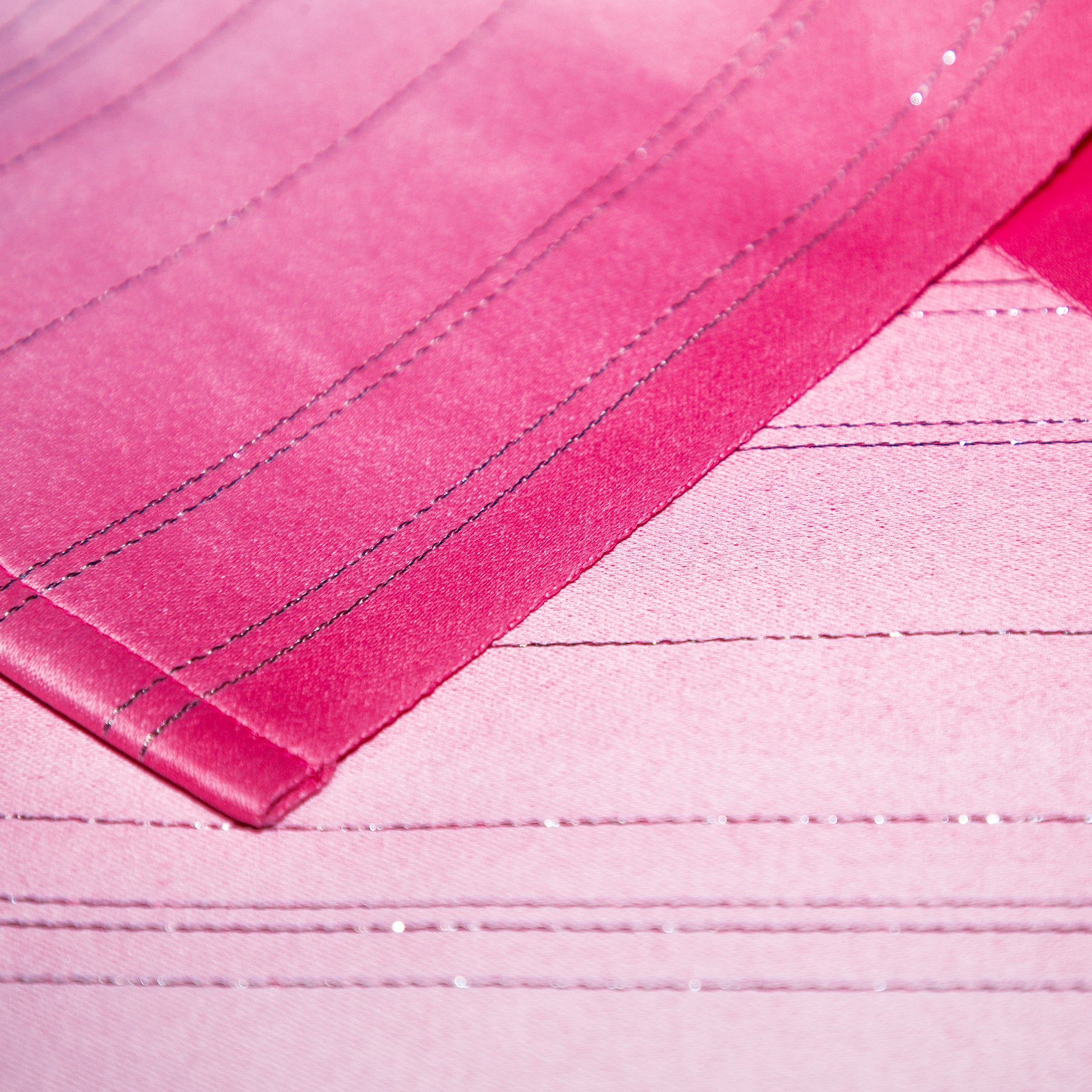 Japanese Flat Obi Belt - Gradient Pink with Silver