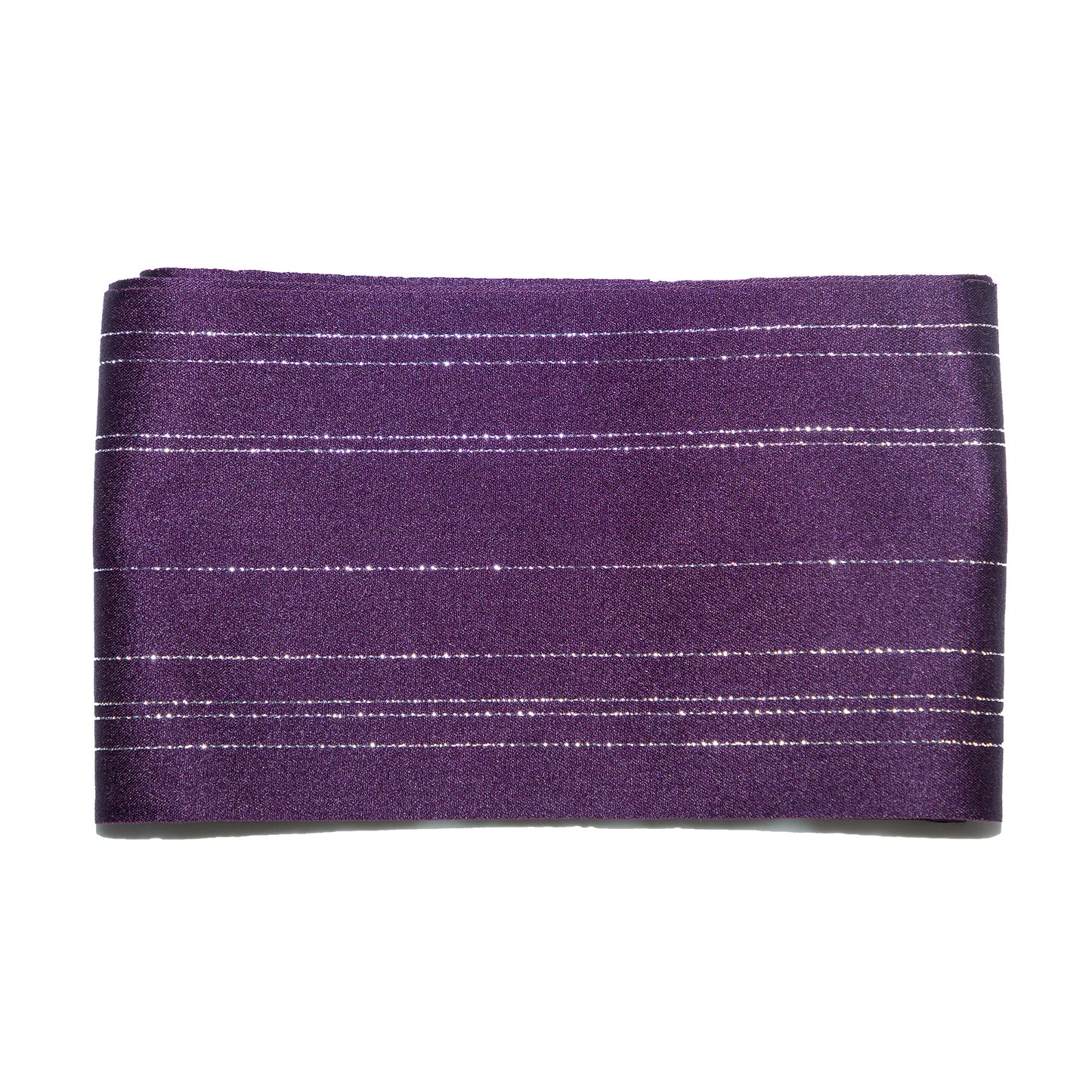 Traditional Japanese Flat Obi Belt - Dark Purple with Silver
