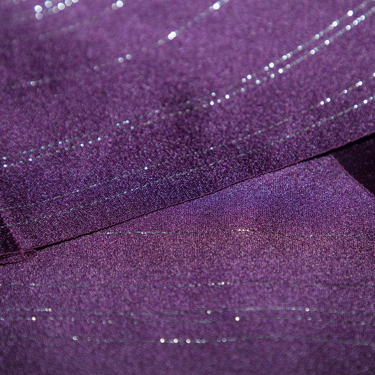 Traditional Japanese Flat Obi Belt - Dark Purple with Silver