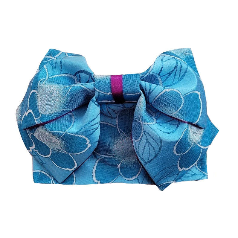 Pre-Tied Obi Belt - Blue Camellias