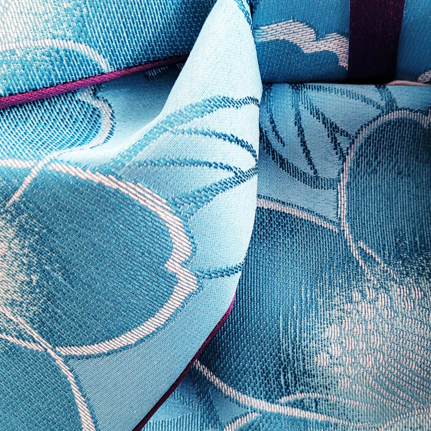 Pre-Tied Obi Belt - Blue Camellias