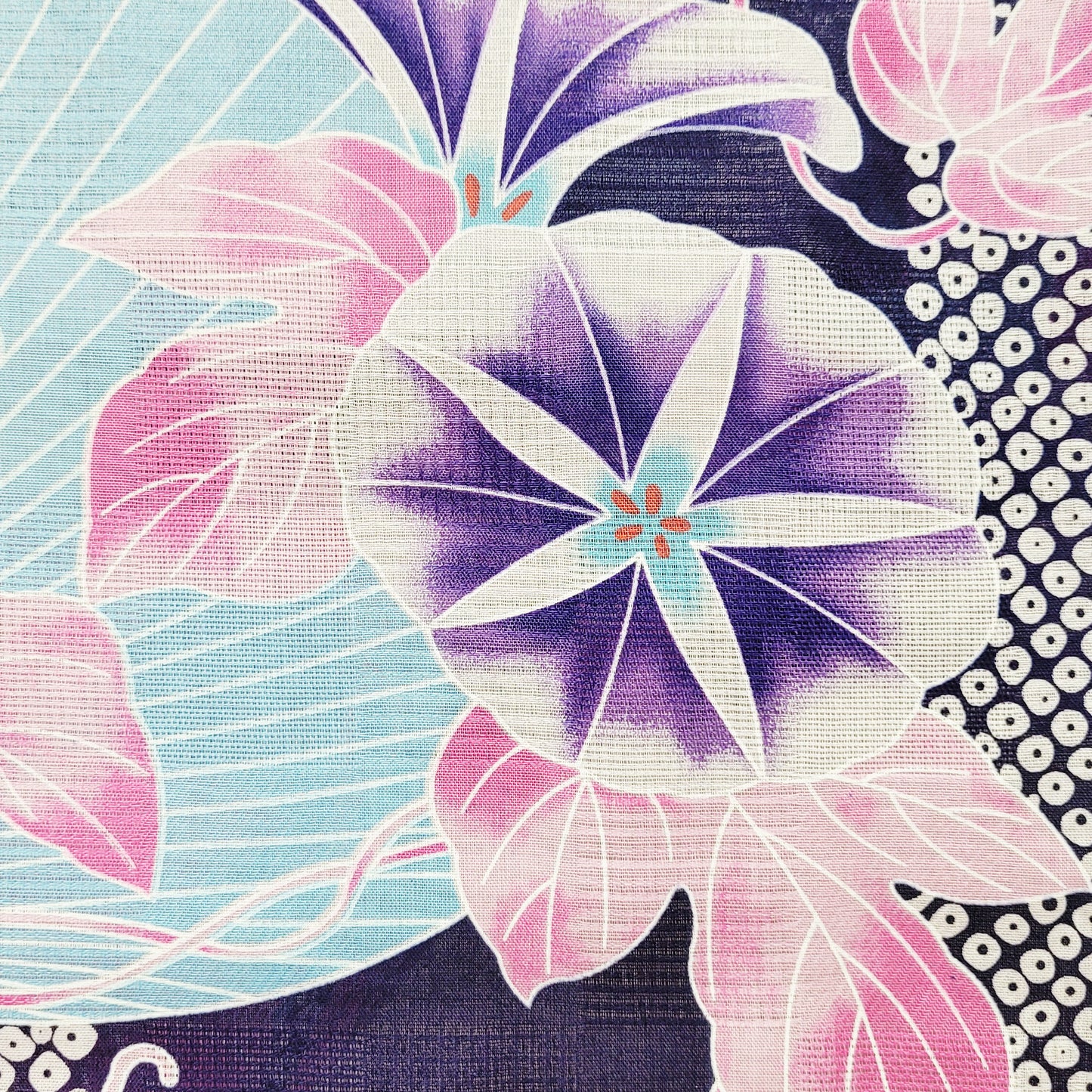 Japanese Yukata Kimono - Purple Morning Glory