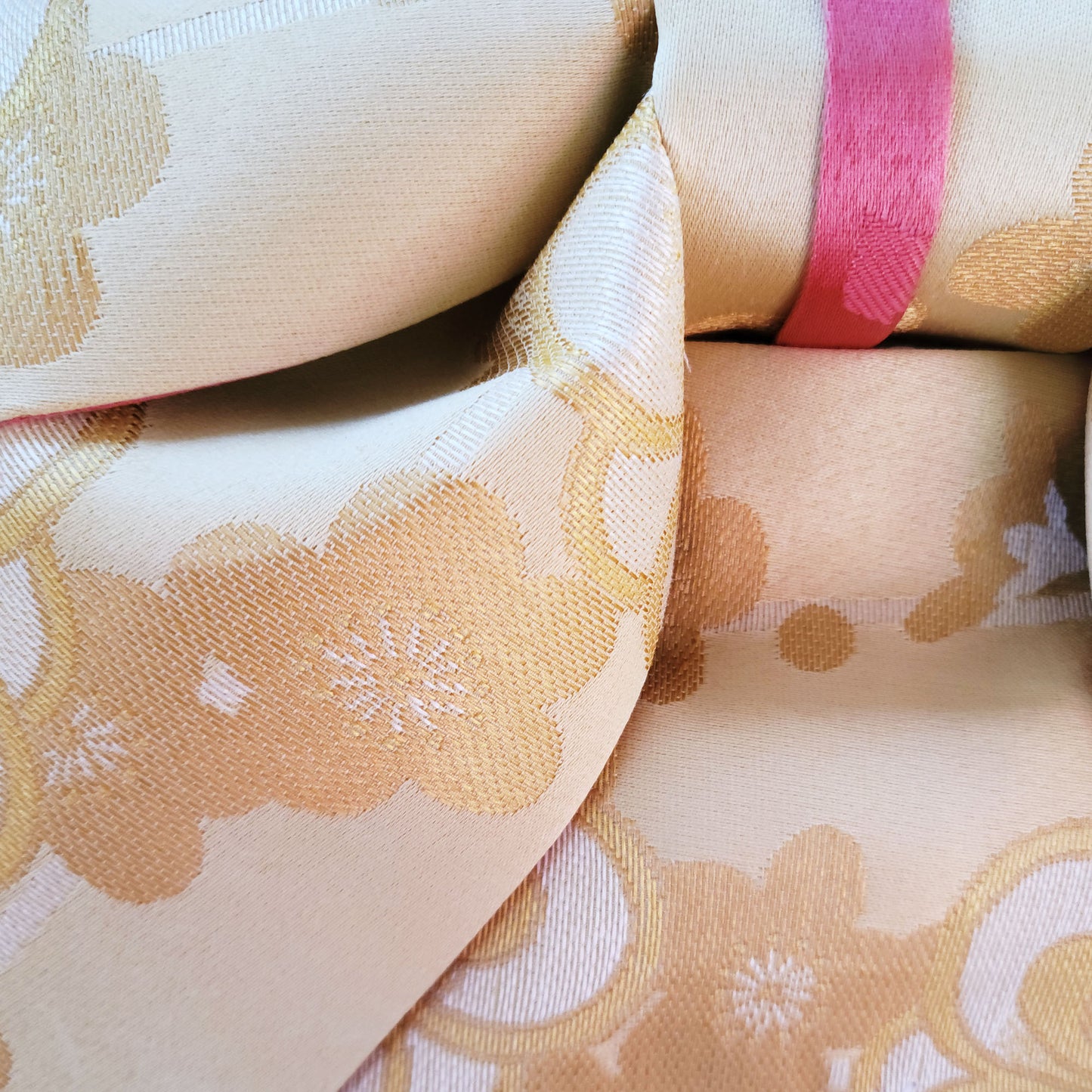 Pre-Tied Obi Belt - Plum Blossoms Gold