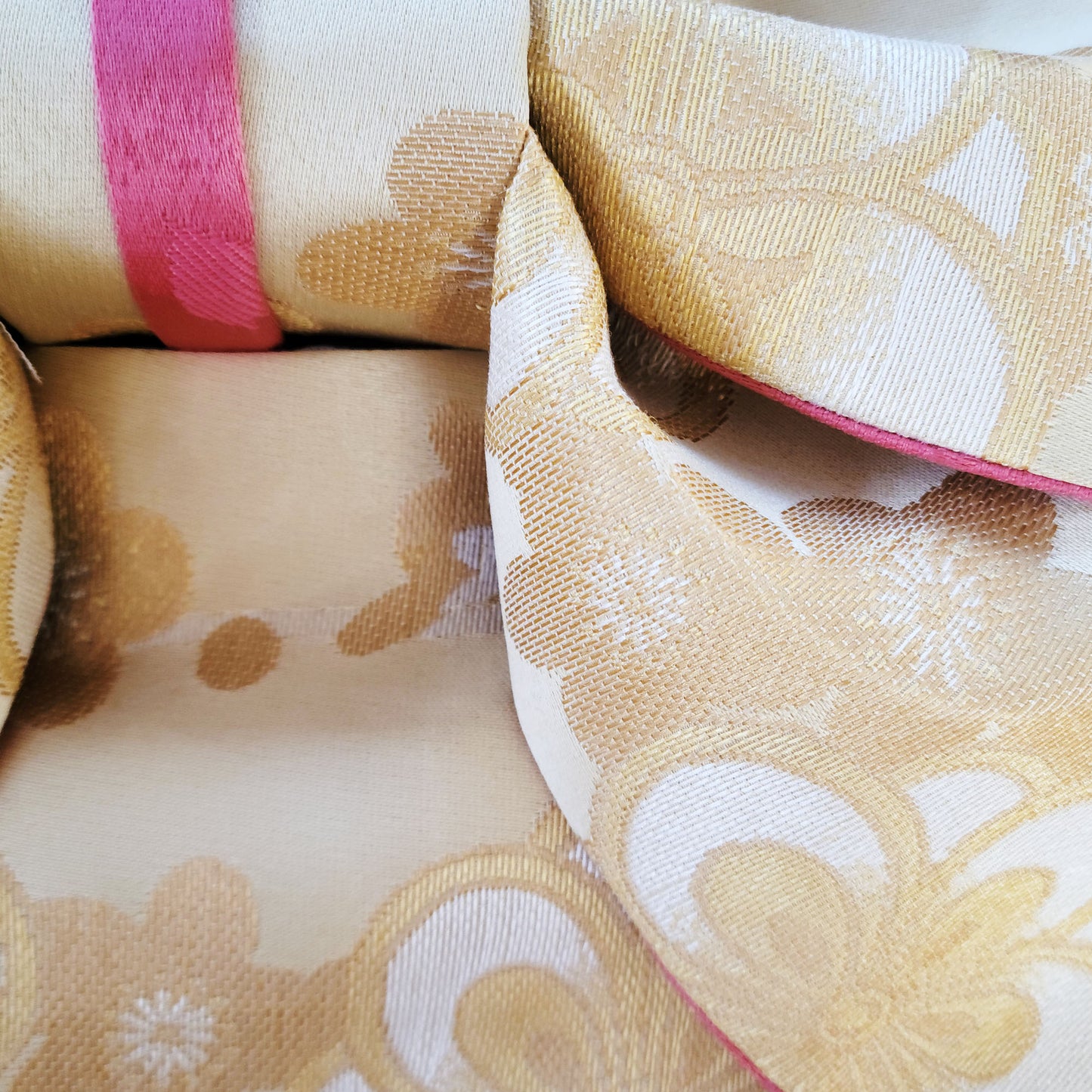 Pre-Tied Obi Belt - Plum Blossoms Gold