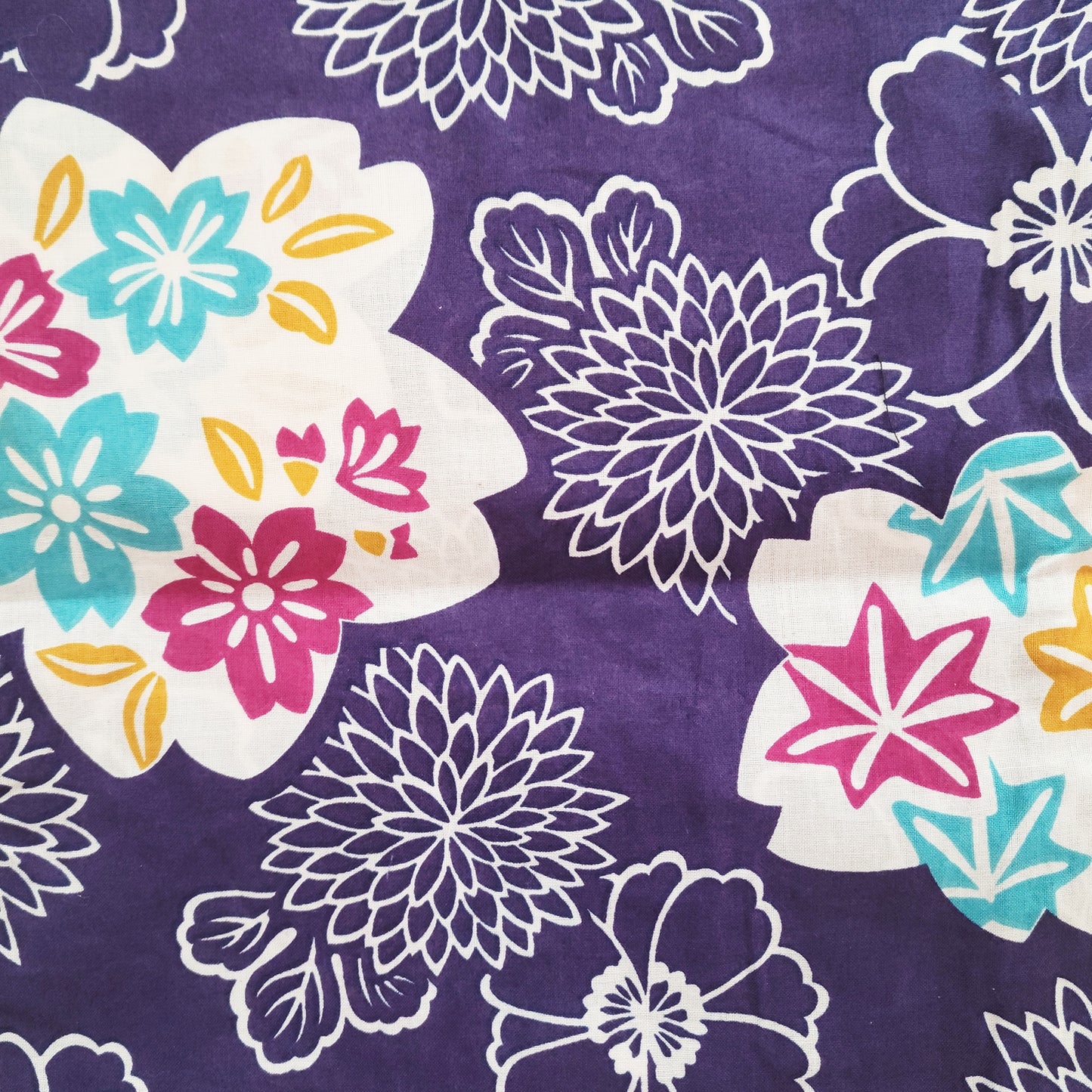 Women's Japanese Yukata Kimono - Various Japanese Flowers in Purple