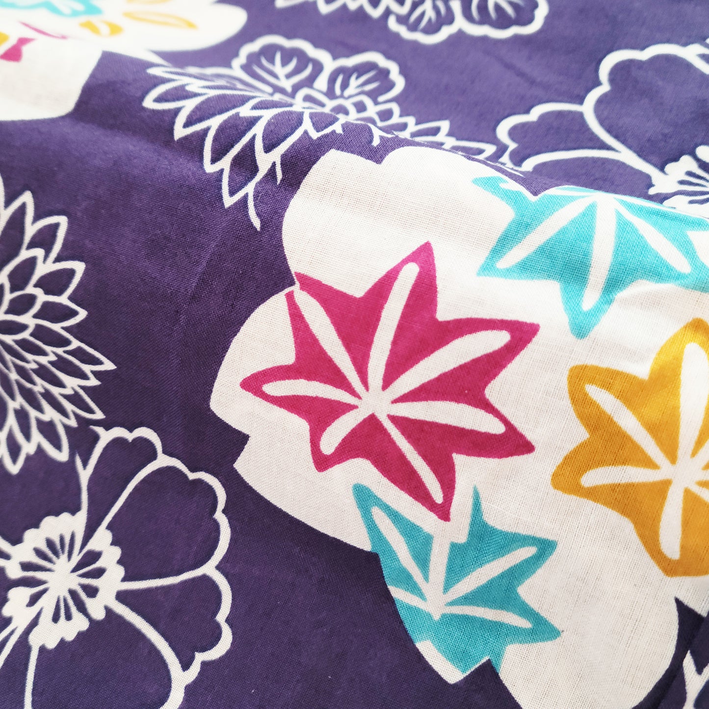Women's Japanese Yukata Kimono - Various Japanese Flowers in Purple