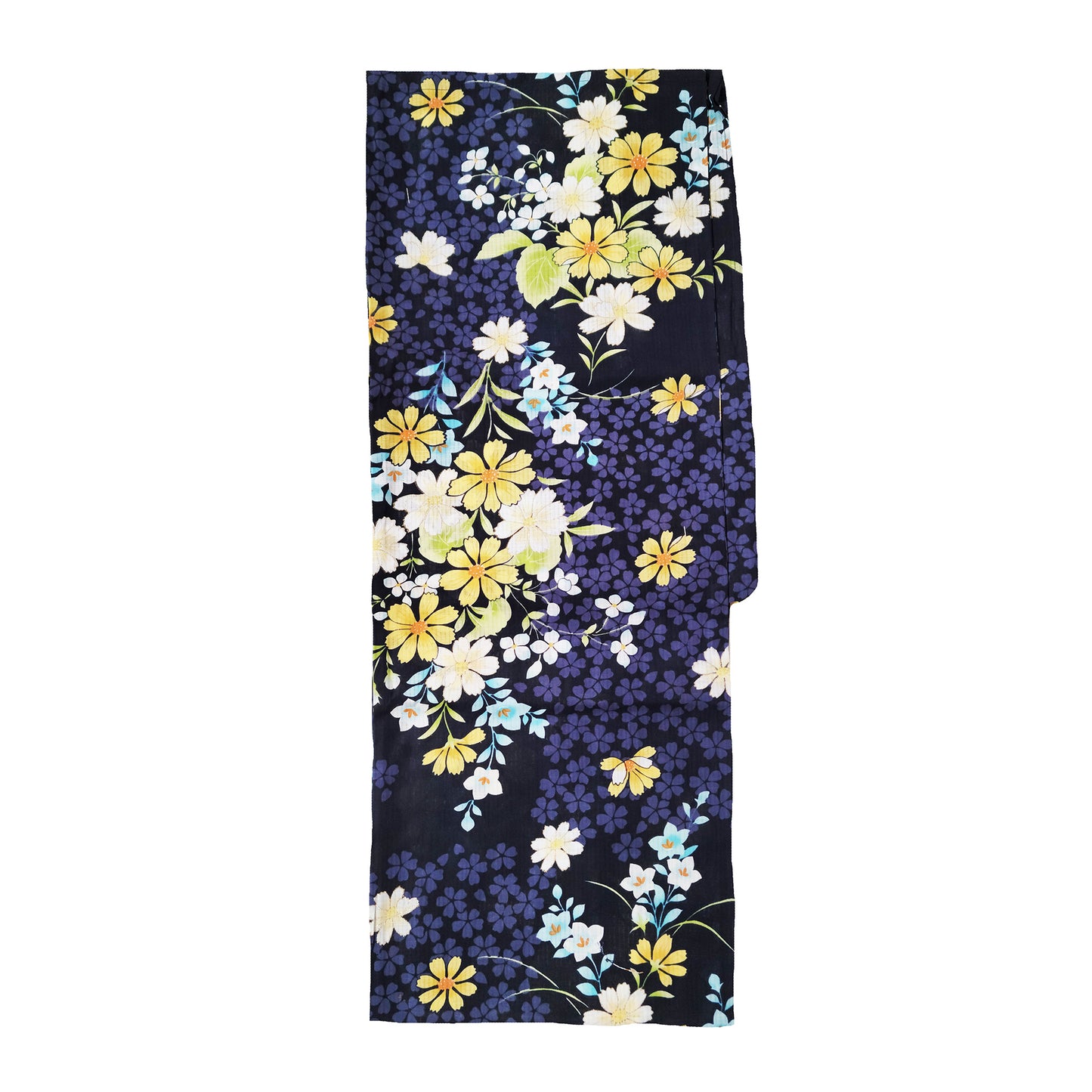 Women's Japanese Yukata Kimono - Yellow Daisies in Black