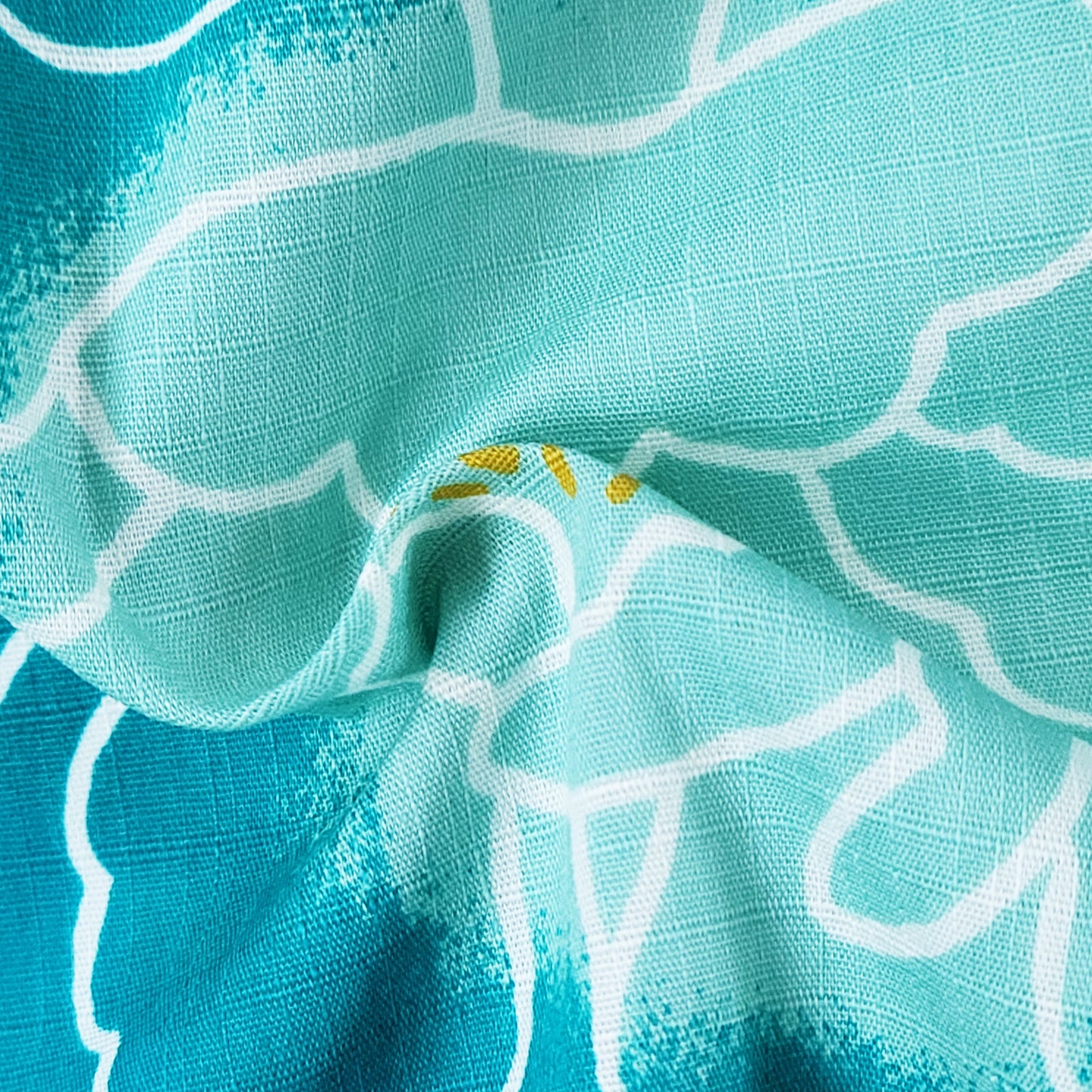 Teal peony Japanese fabric for yukata