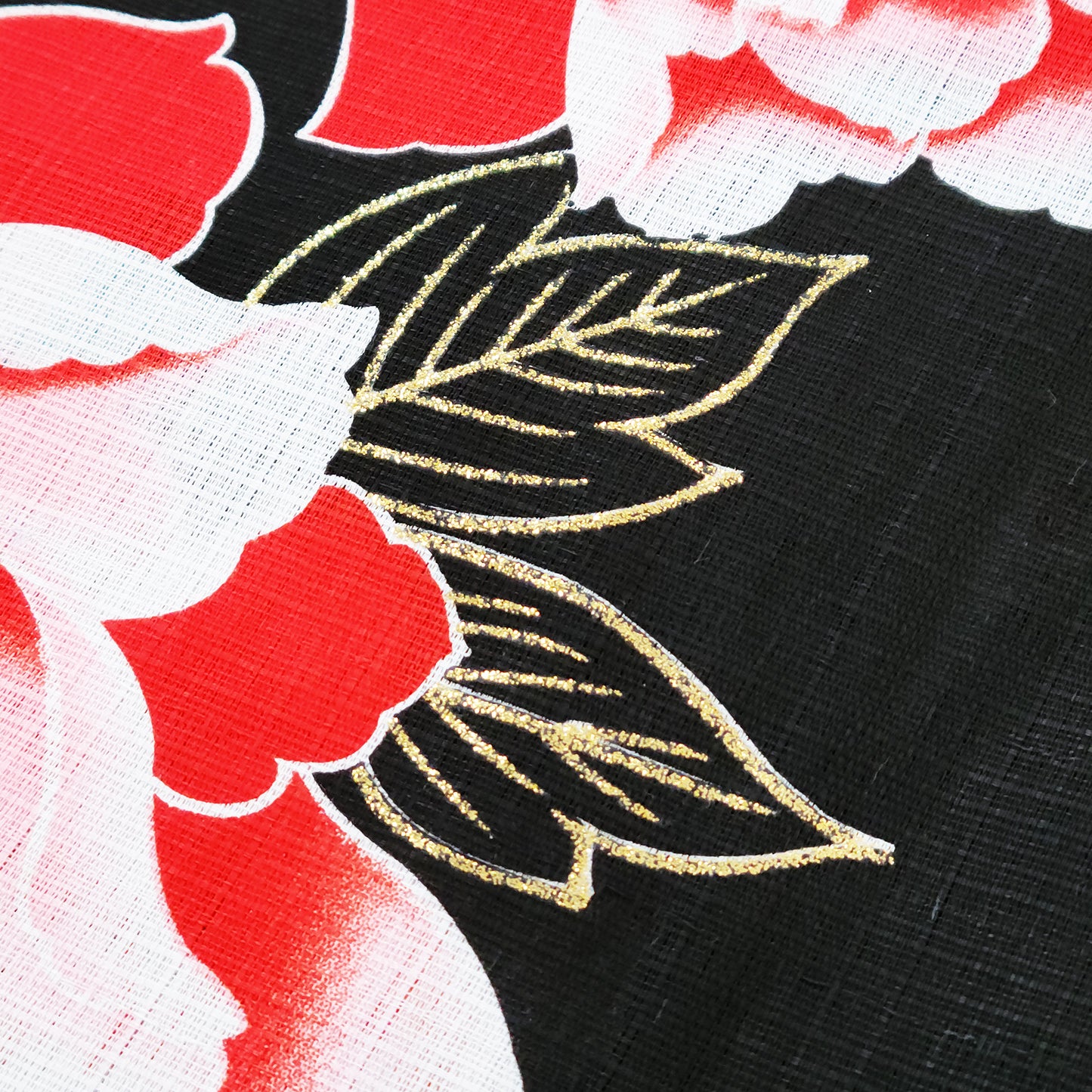 Women's Japanese Yukata Kimono - Red Peonies in Black