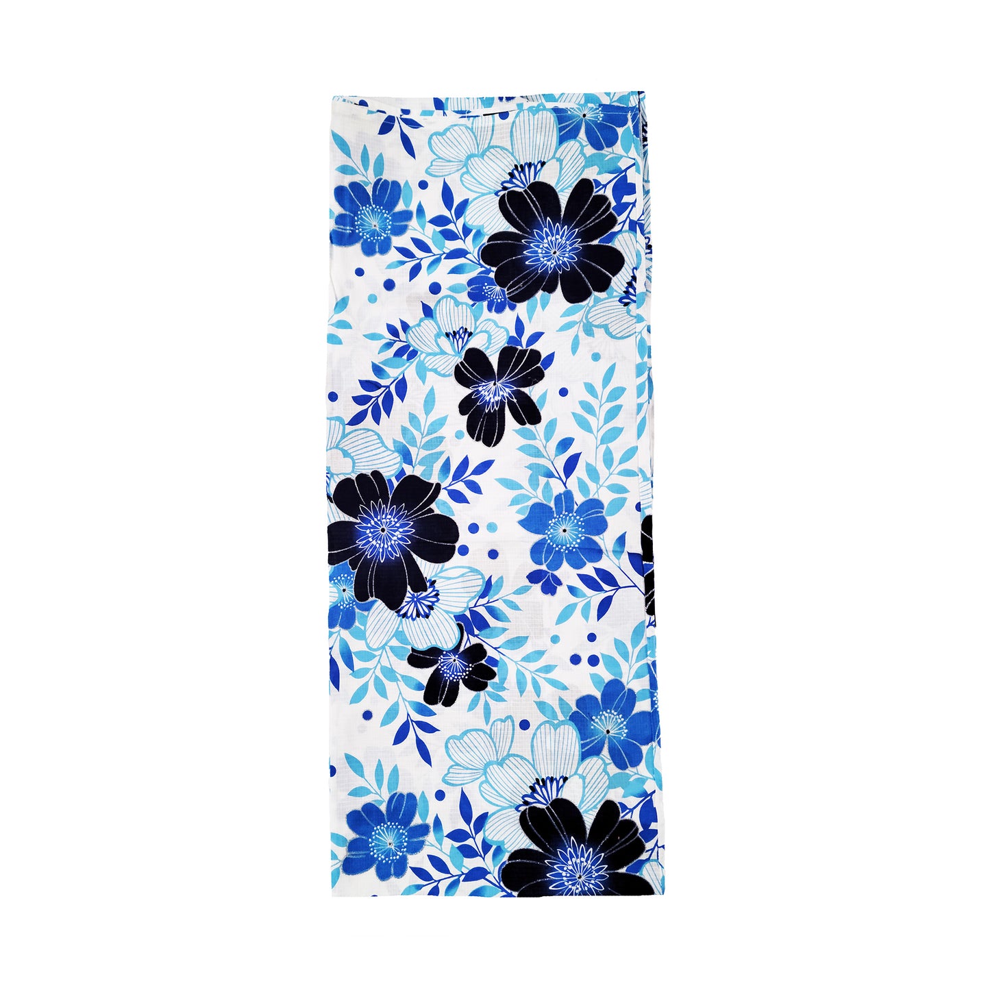 Women's Japanese Yukata Kimono - Blue Flowers in White