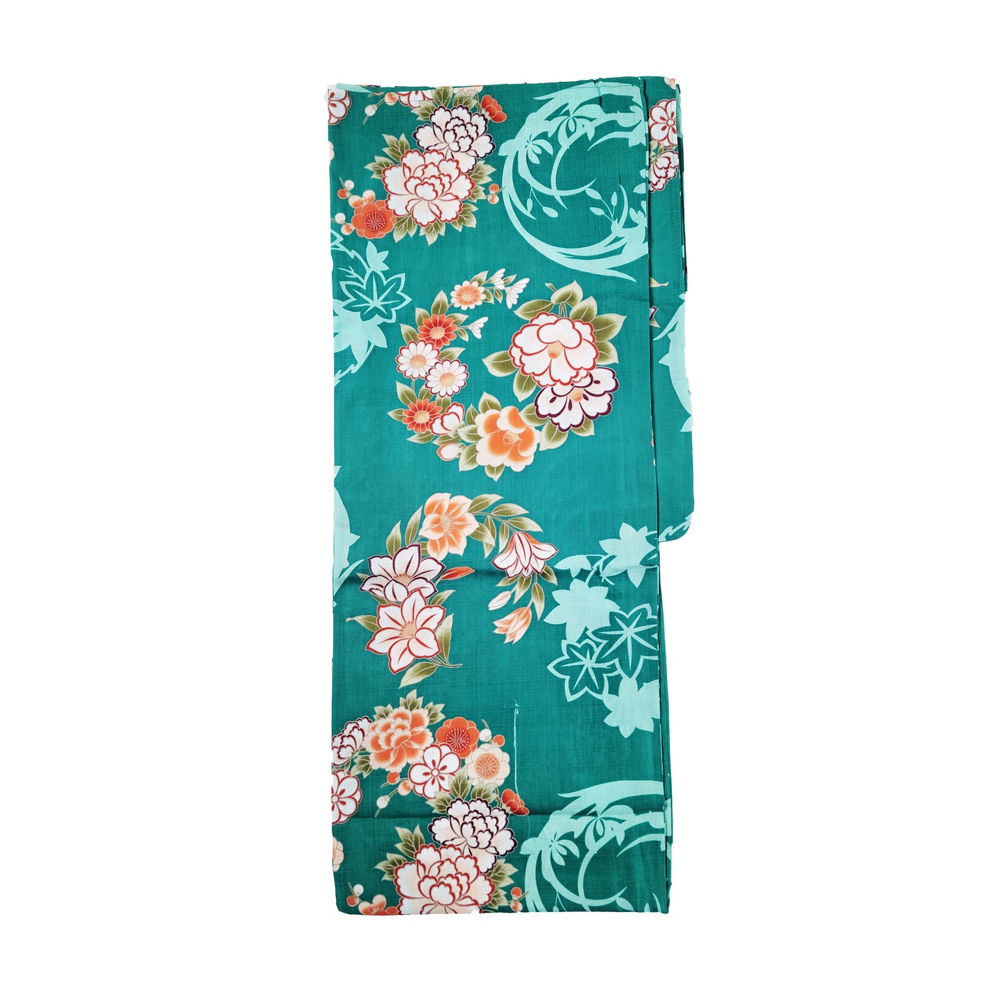Women's Traditional Japanese Yukata Kimono Plus Size - Orange Flowers in Green
