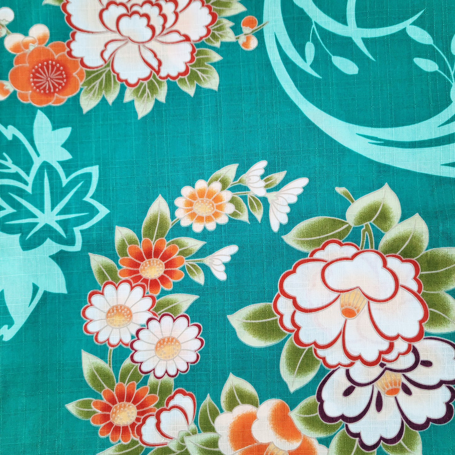 Women's Traditional Japanese Yukata Kimono Plus Size - Orange Flowers in Green