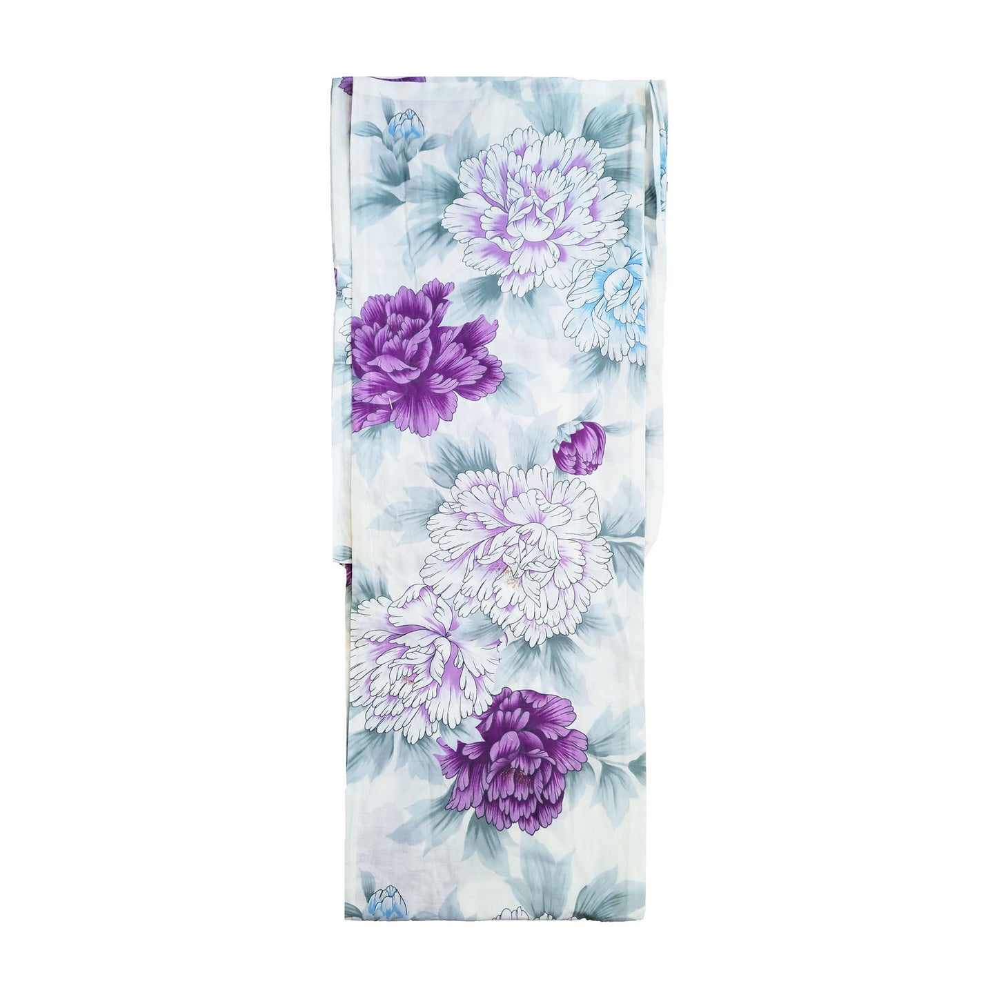 Japanese Yukata Kimono - Purple Chrysanthemums in White