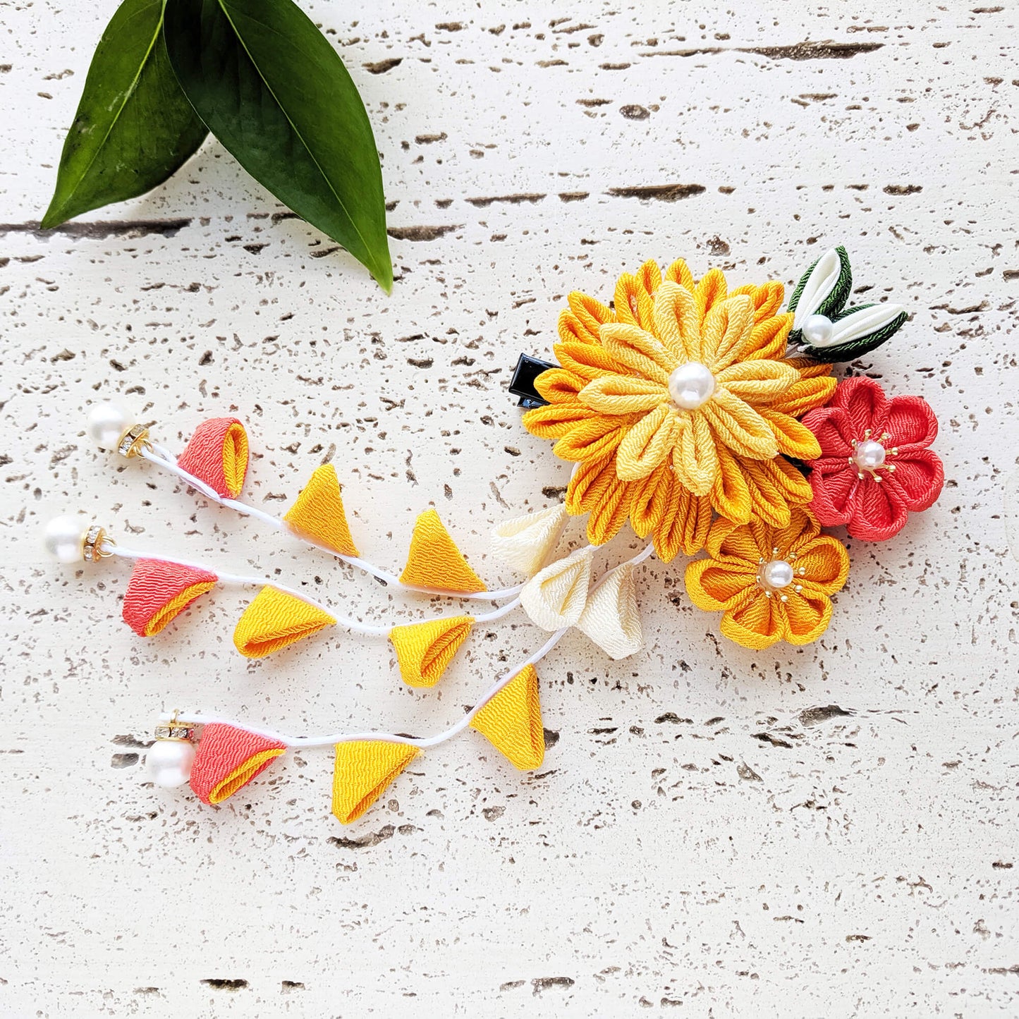 Chrysanthemum Bouquet Hair Clip - Shades of Orange