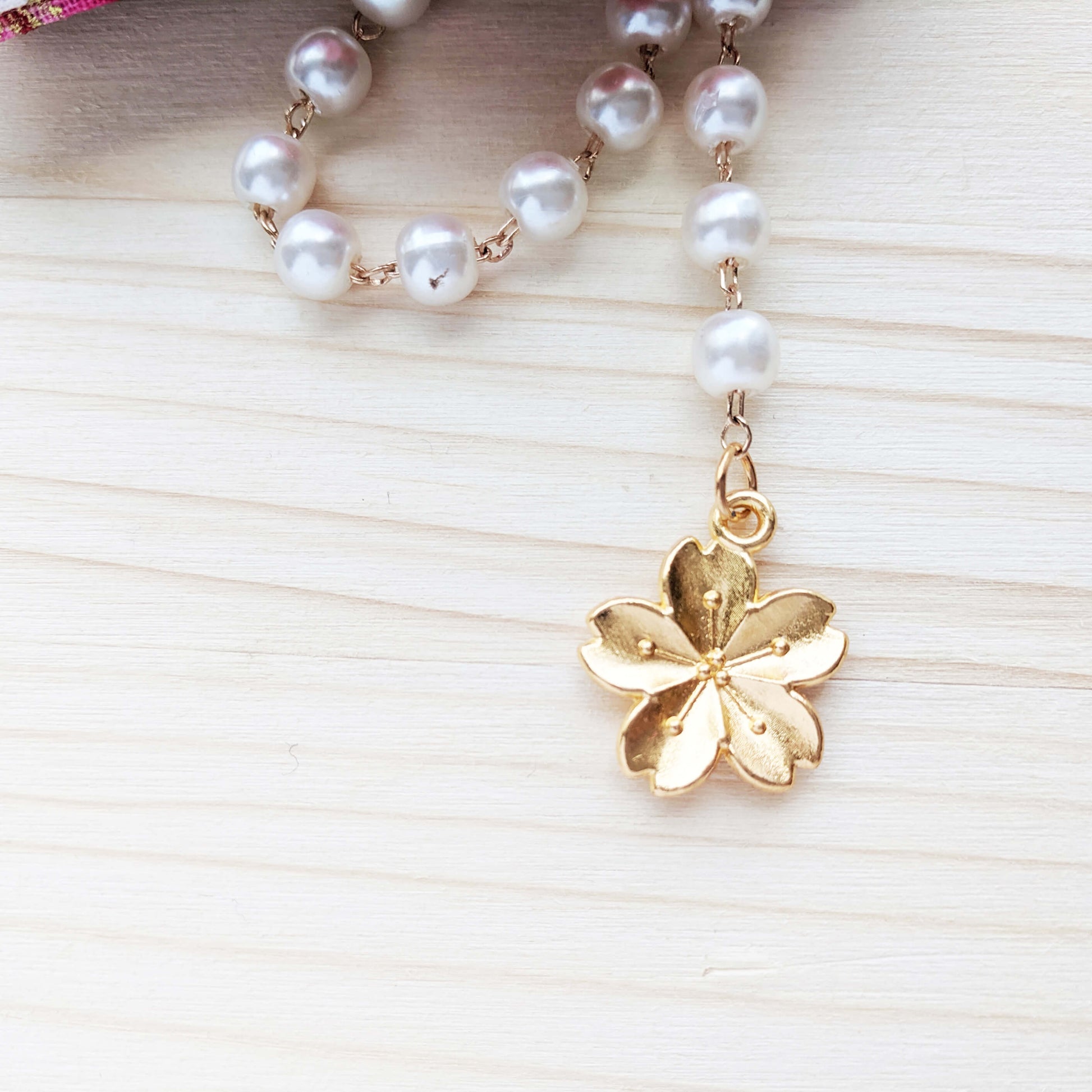 Chrysanthemum Hair Clip with Ribbons - Red Pink