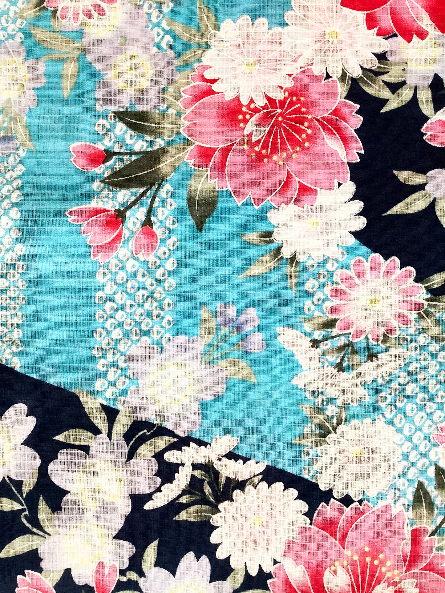 Yukata Kimono - Kimono Flowers Blue