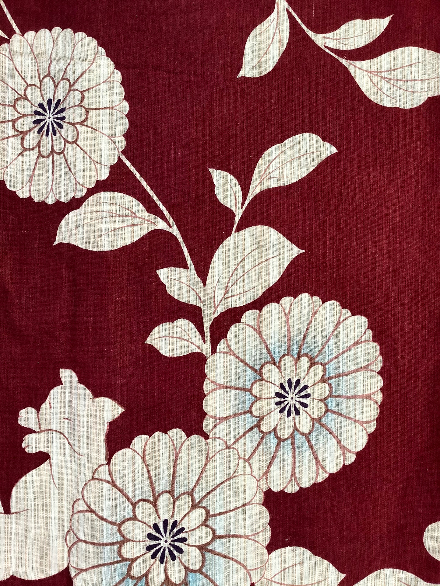 Yukata Kimono - Cat and Flower Maroon
