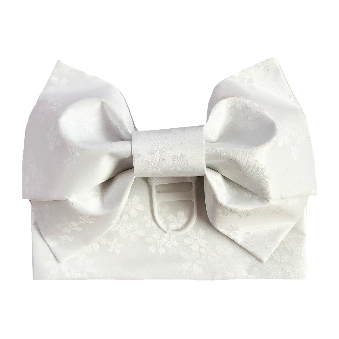 Pre-Tied Obi Belt - White Cherry Blossoms