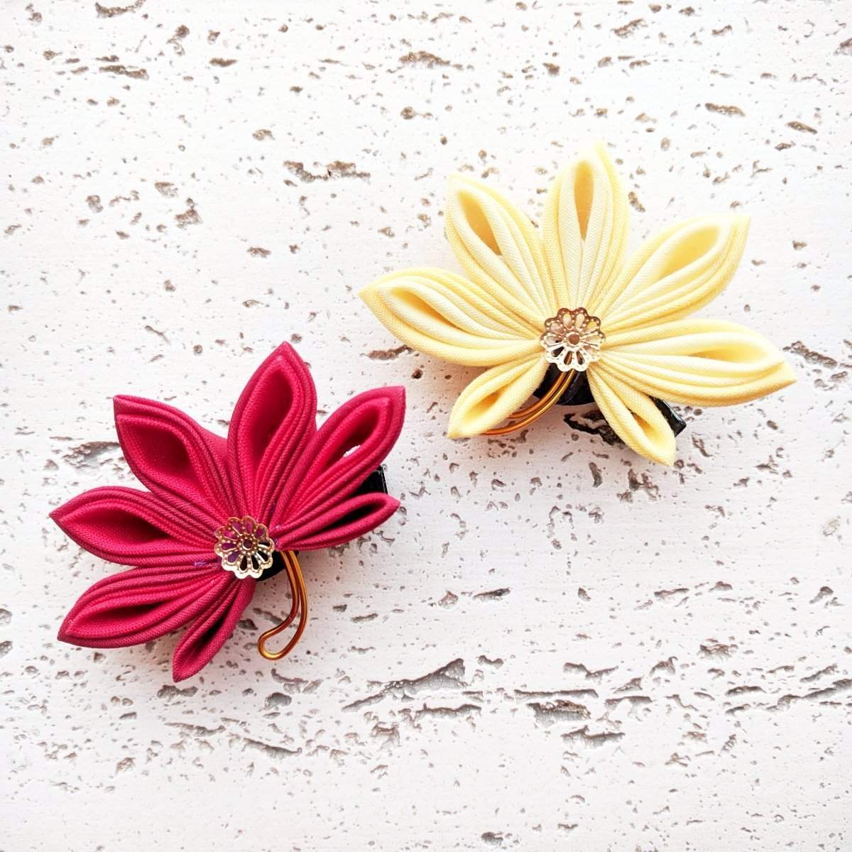 Japanese Kanzashi Fall Leaf Hair Clips
