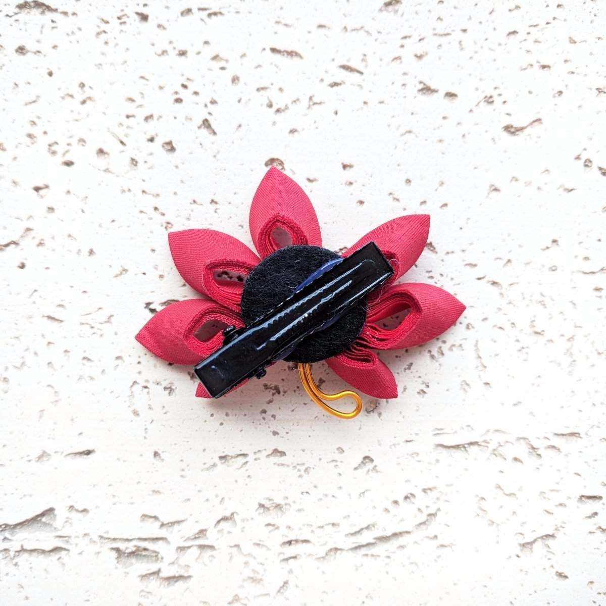 Japanese Kanzashi Fall Leaf Hair Clip - Back