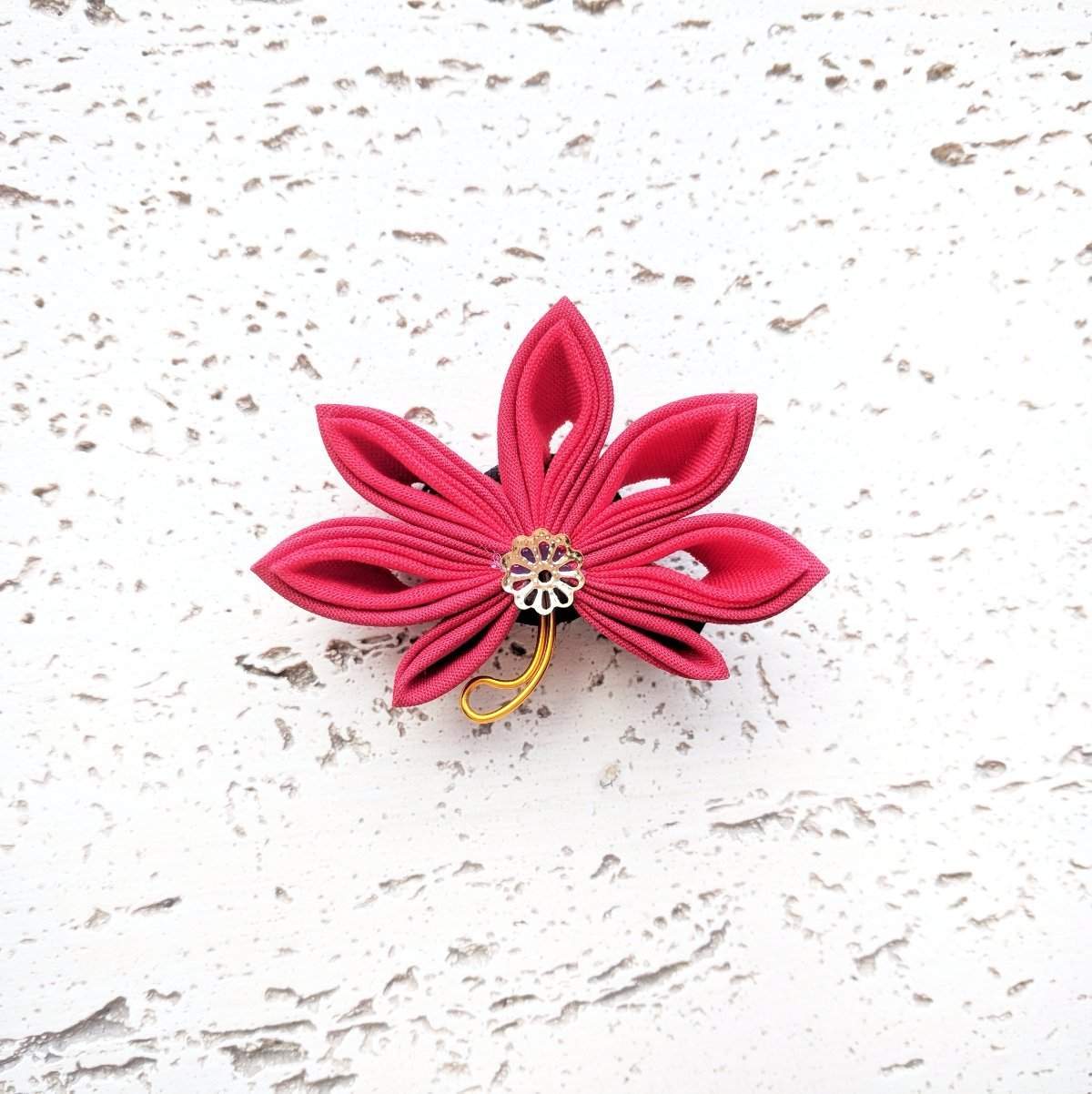 Japanese Kanzashi Fall Leaf Hair Clip - Red