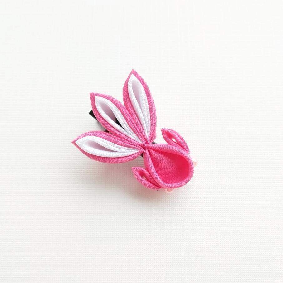 Kanzashi Gold Fish Hair Clip for Japanese Kimono - Hot Pink
