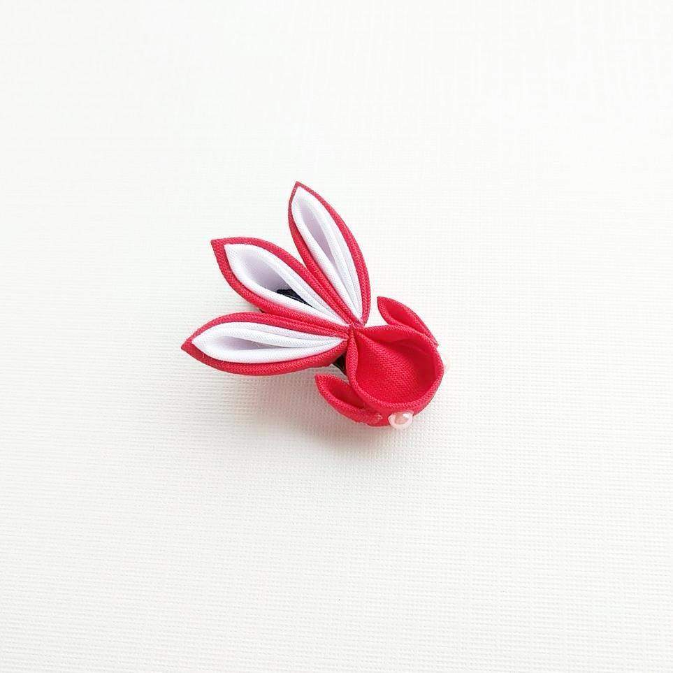 Kanzashi Gold Fish Hair Clip for Japanese Kimono - Red