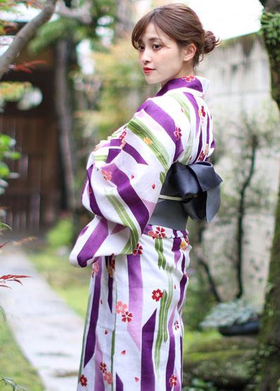 Yukata Kimono - Cherry Blossom White