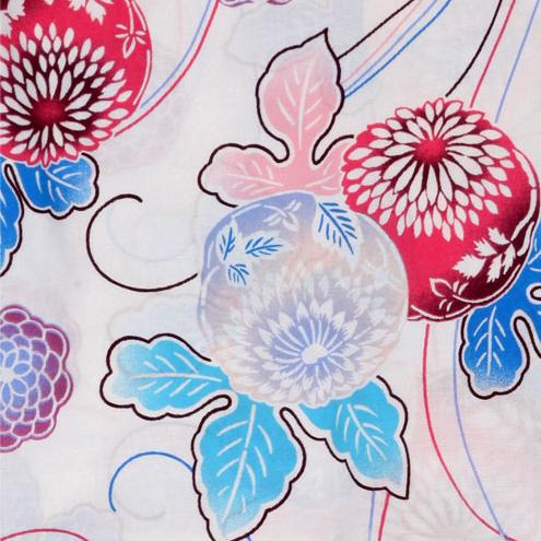 Yukata Kimono - Round Flower Cream