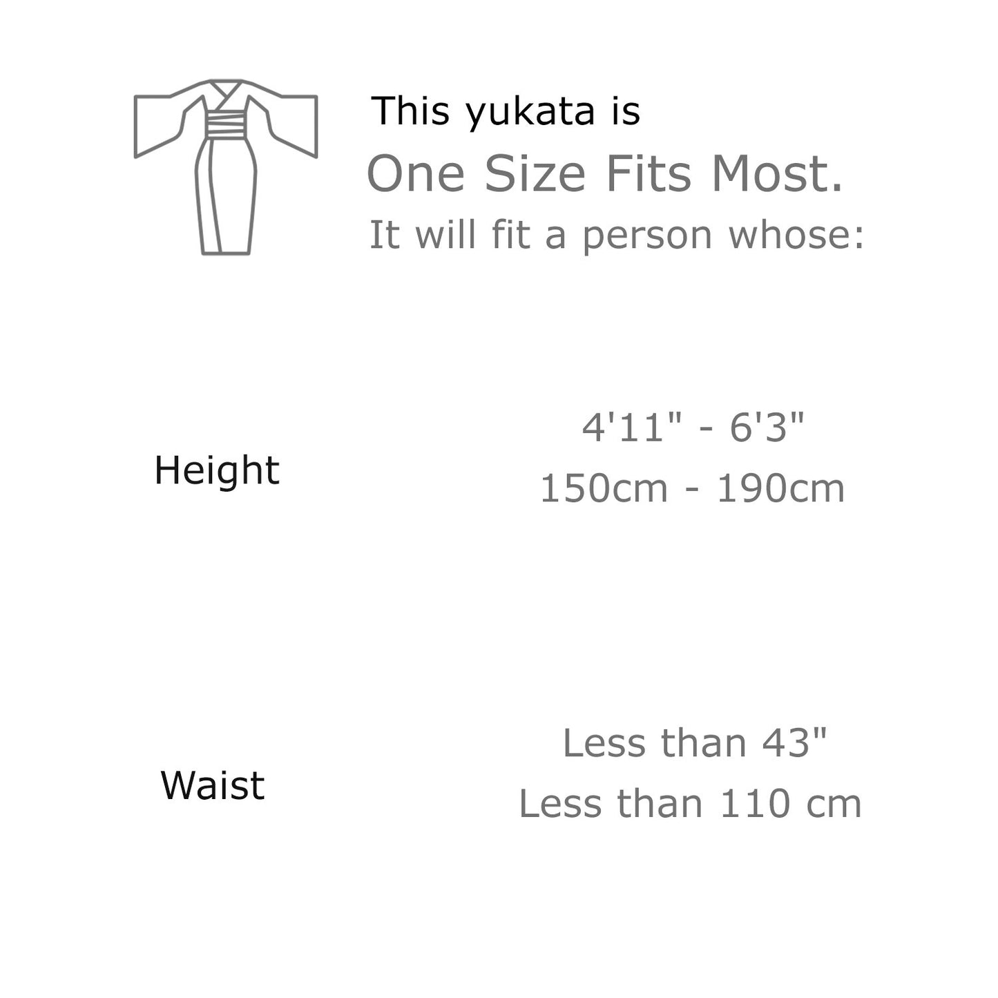 Japanese Yukata Sizing Chart