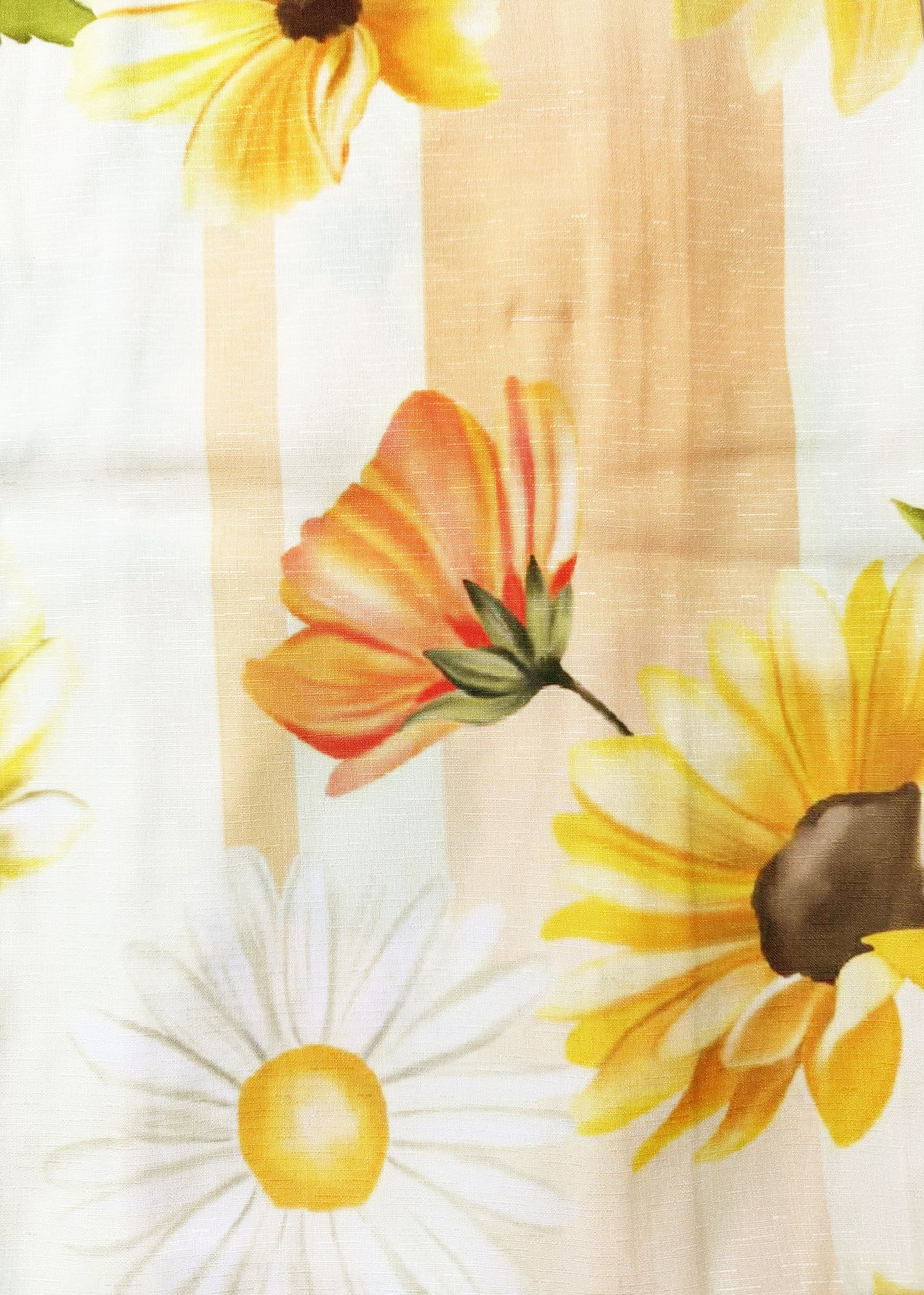 Floral pattern with sunflowers and daisies on a light background