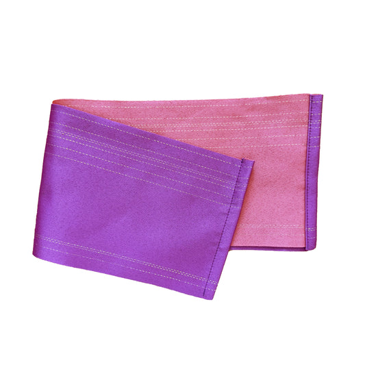 Flat Obi Belt – Purple and Salmon with Silver (Style #1010)