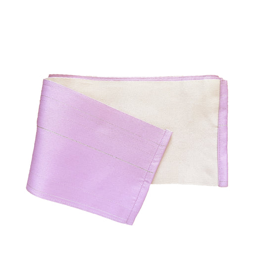 Japanese Women's Traditional Flat Obi Belt – Pink and Peach Silver