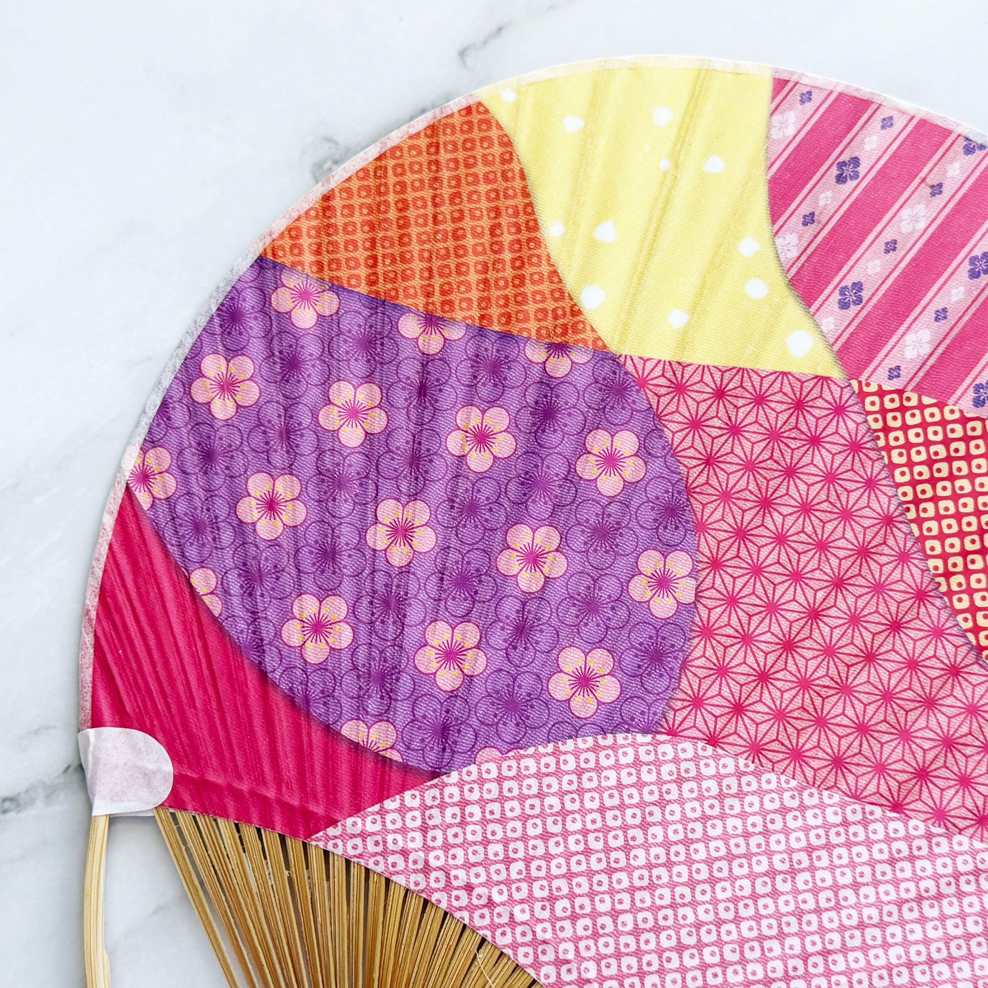 Japanese Bamboo Uchiwa Fan - Morning Glory in Indigo Blue