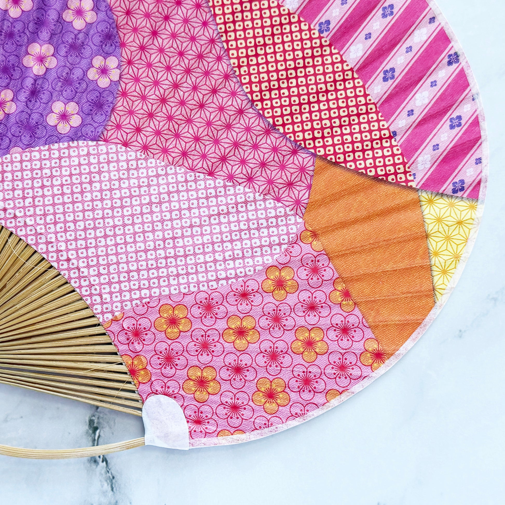 Japanese Bamboo Uchiwa Fan - Morning Glory in Indigo Blue