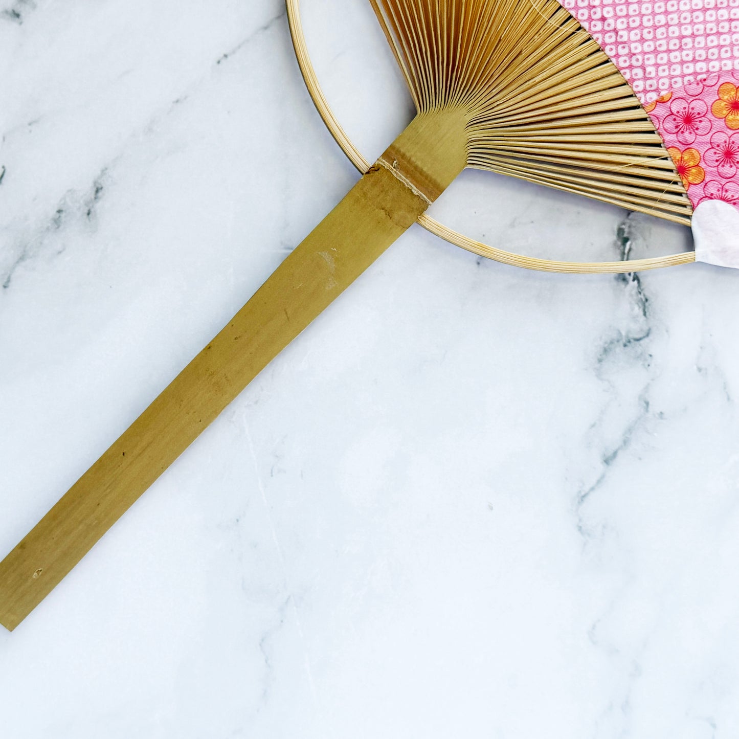 Japanese Bamboo Uchiwa Fan - Morning Glory in Indigo Blue