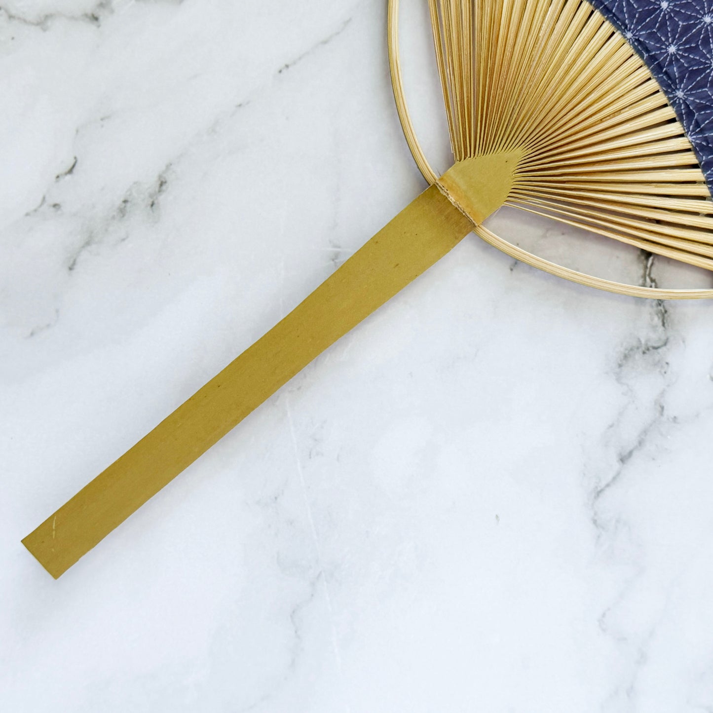 Japanese Handheld Bamboo Uchiwa Fan - Morning Glory in Indigo Blue