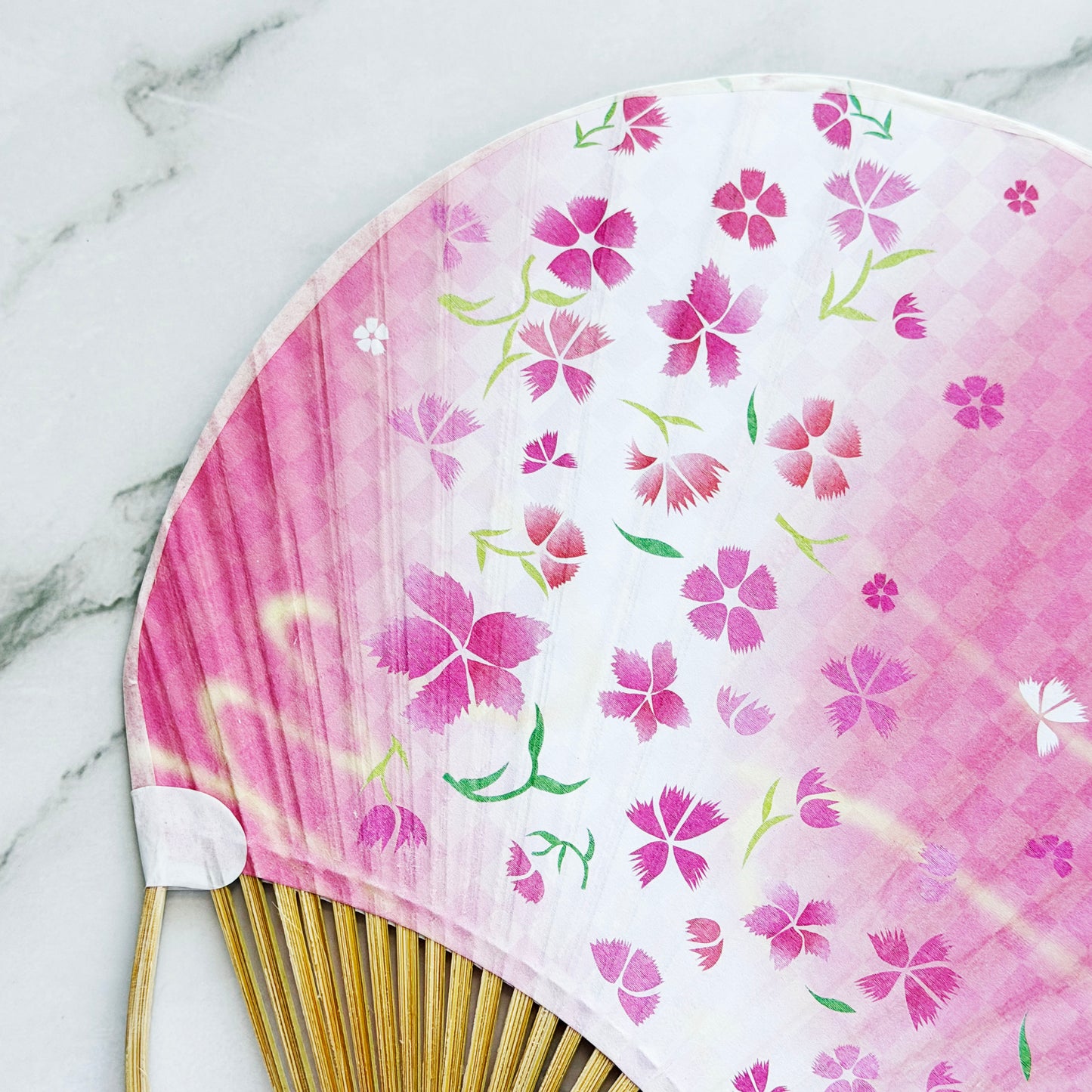Japanese Traditional Bamboo Uchiwa Fan - Cherry Blossoms in Pink