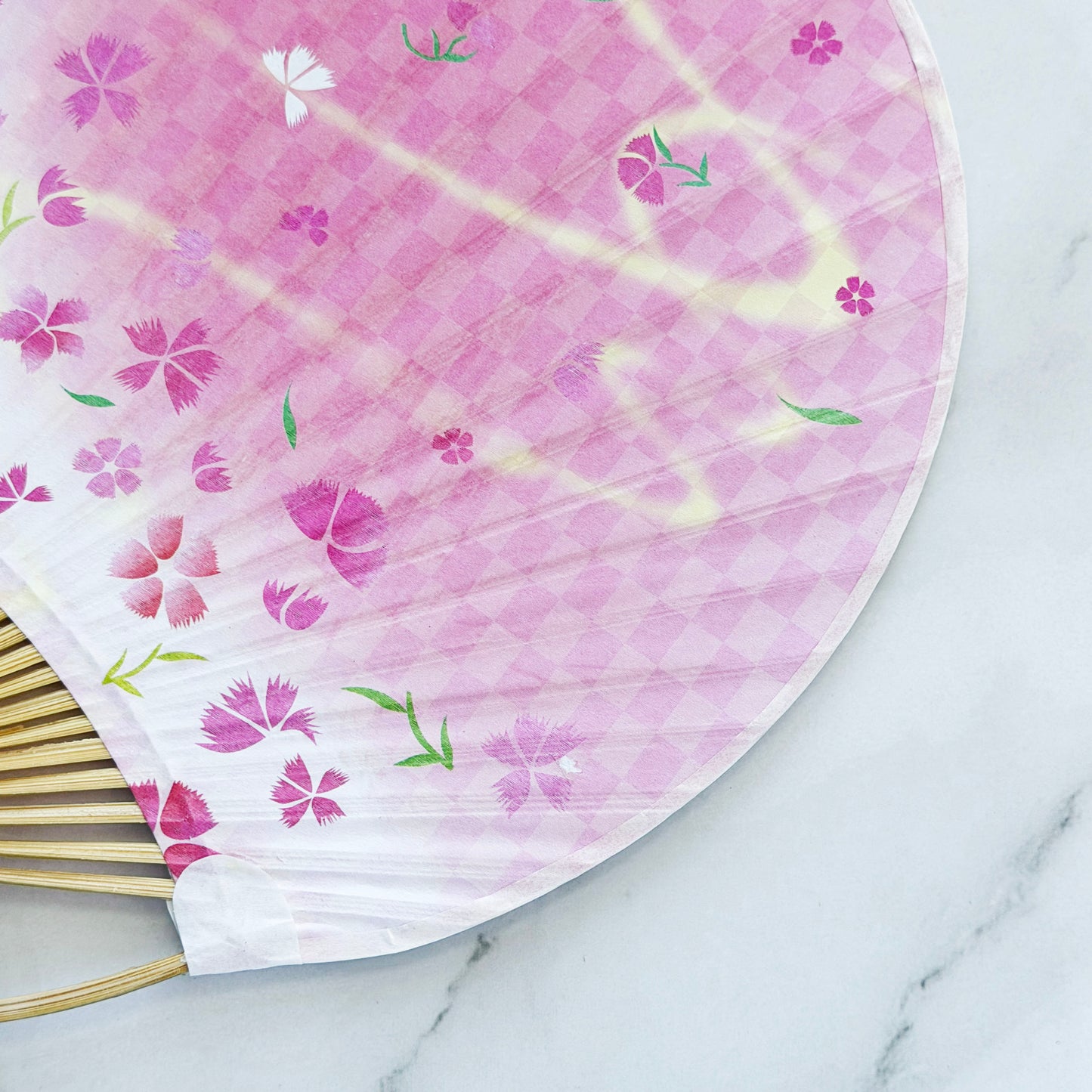 Japanese Traditional Bamboo Uchiwa Fan - Cherry Blossoms in Pink