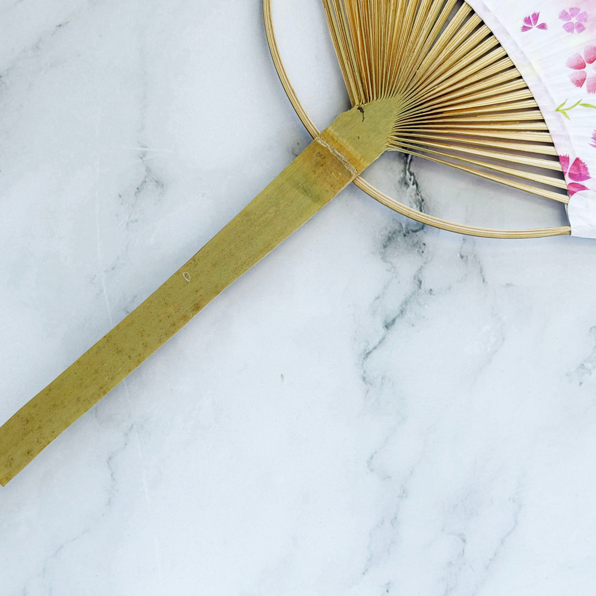 Japanese Traditional Bamboo Uchiwa Fan - Cherry Blossoms in Pink