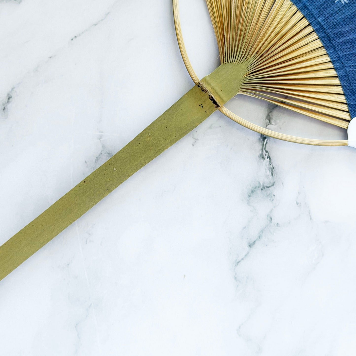 Japanese Bamboo Uchiwa Fan - Dragonflies in Indigo Blue