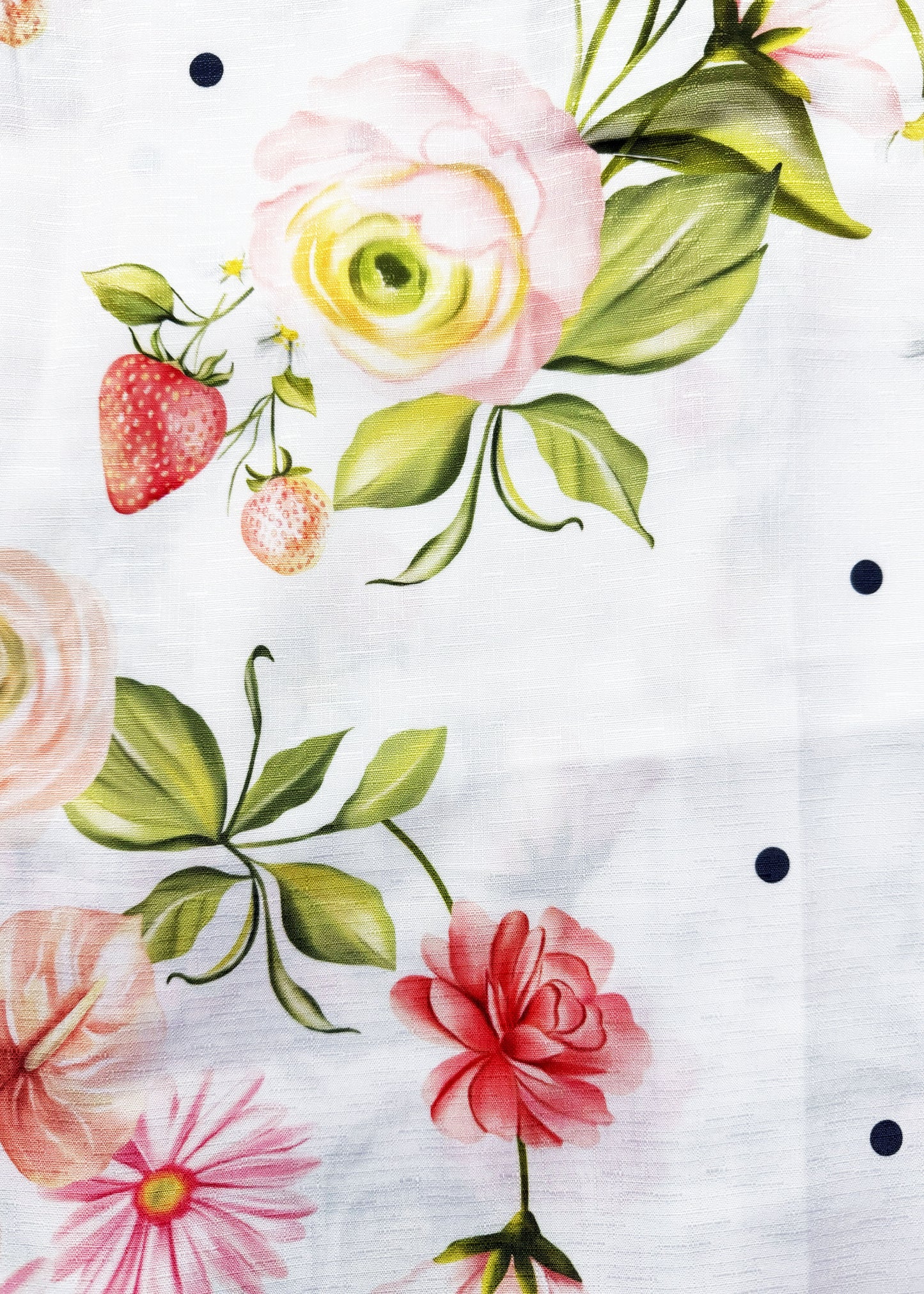 Japanese Traditional Women's Yukata Plus Size - Strawberries in White