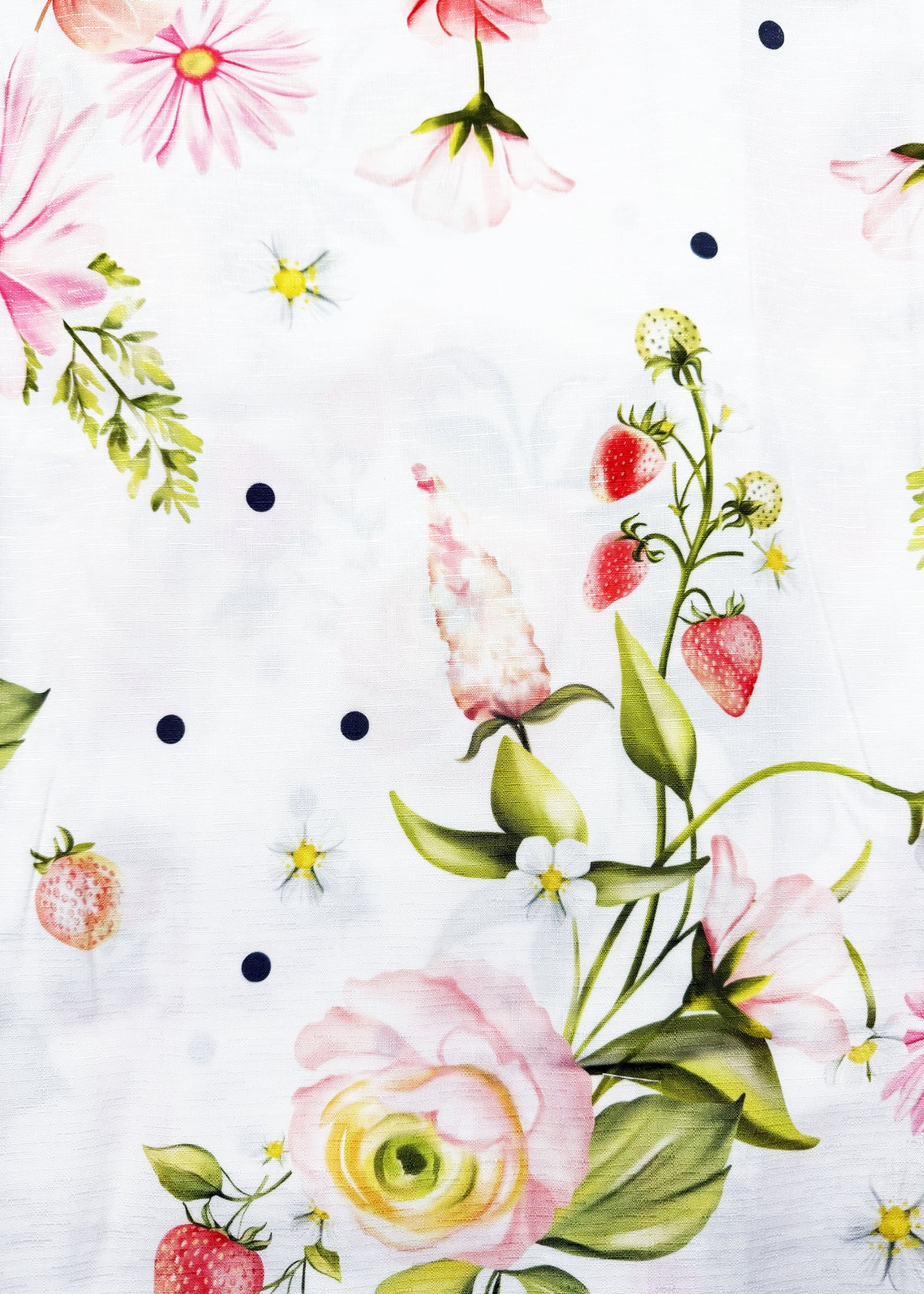 Japanese Traditional Women's Yukata Plus Size - Strawberries in White