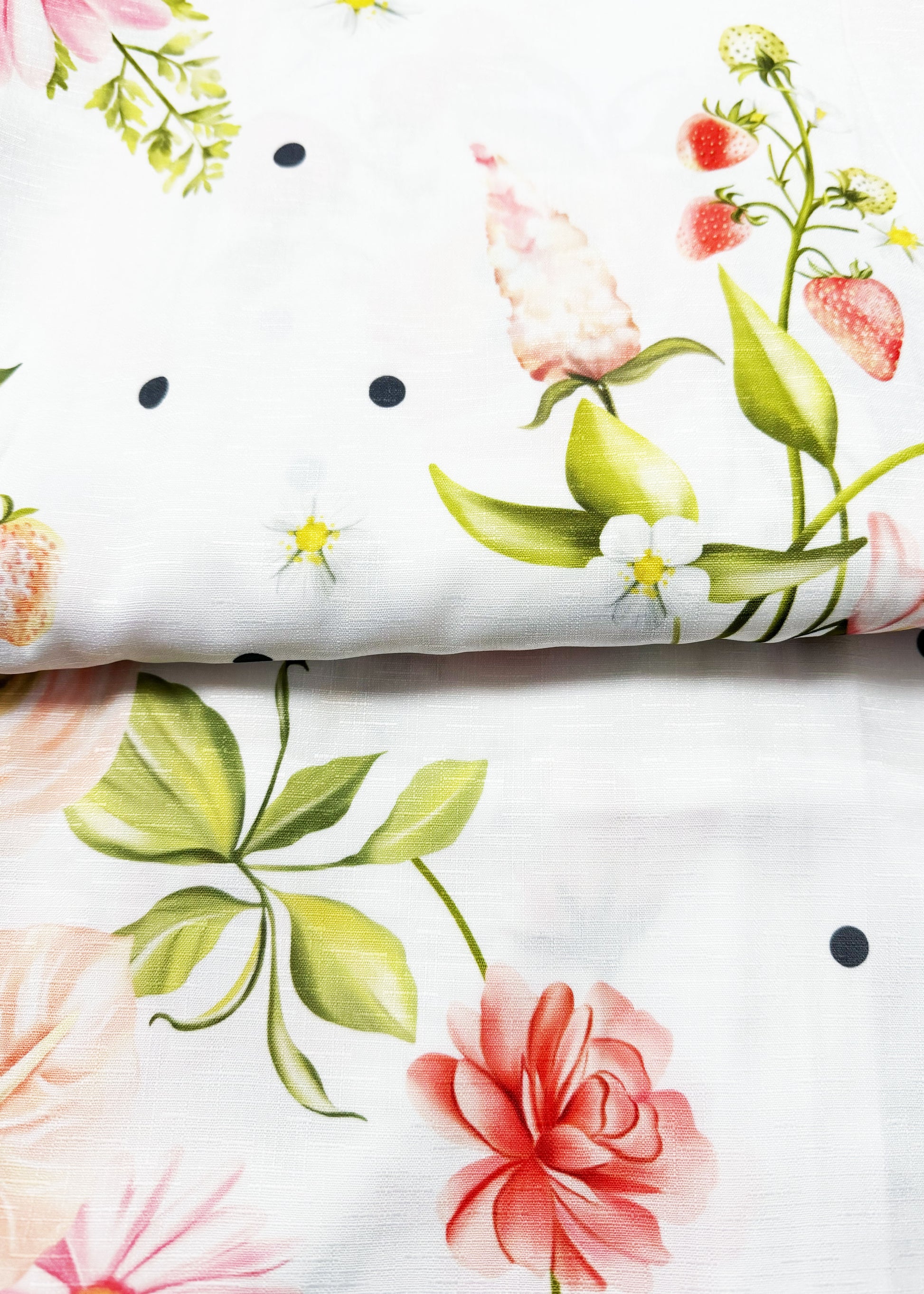 Japanese Traditional Women's Yukata Plus Size - Strawberries in White